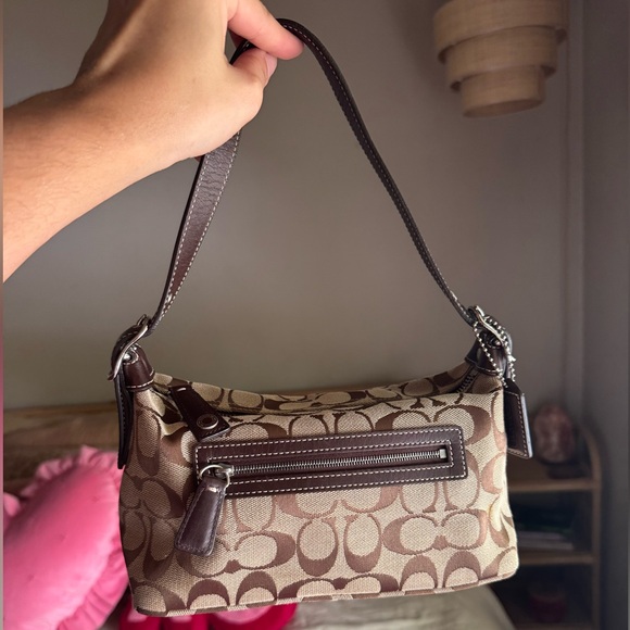 SOLD - Coach Brown Signature mini Shoulder Bag - Picture 1 of 11